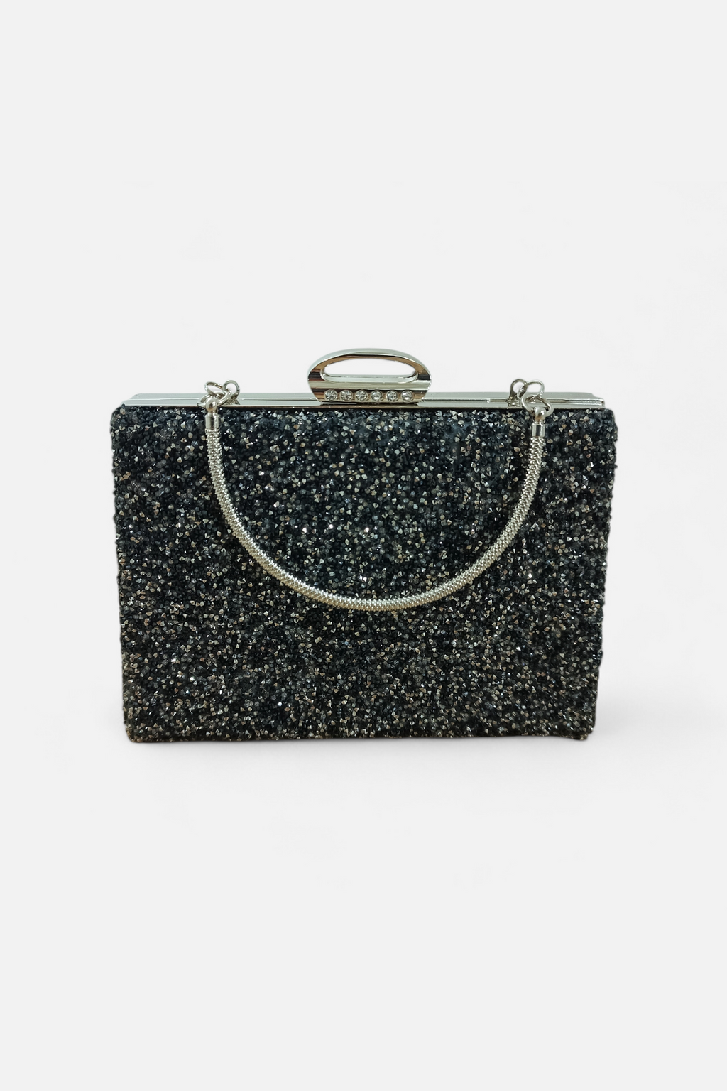 Black Crystal Embellished Evening Clutch