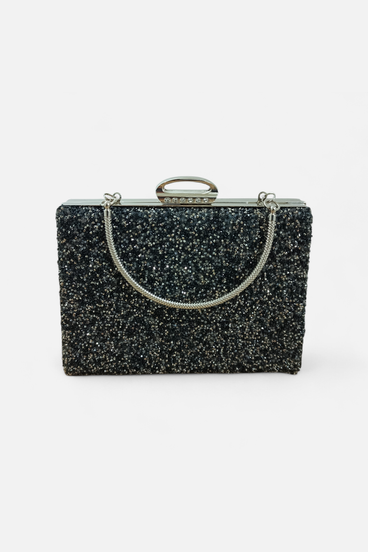 Black Crystal Embellished Evening Clutch