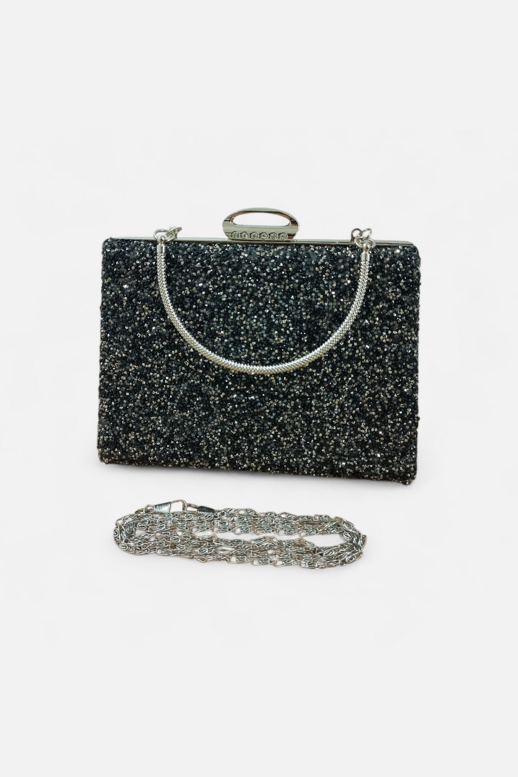 Black Crystal Embellished Evening Clutch