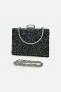 Black Crystal Embellished Evening Clutch