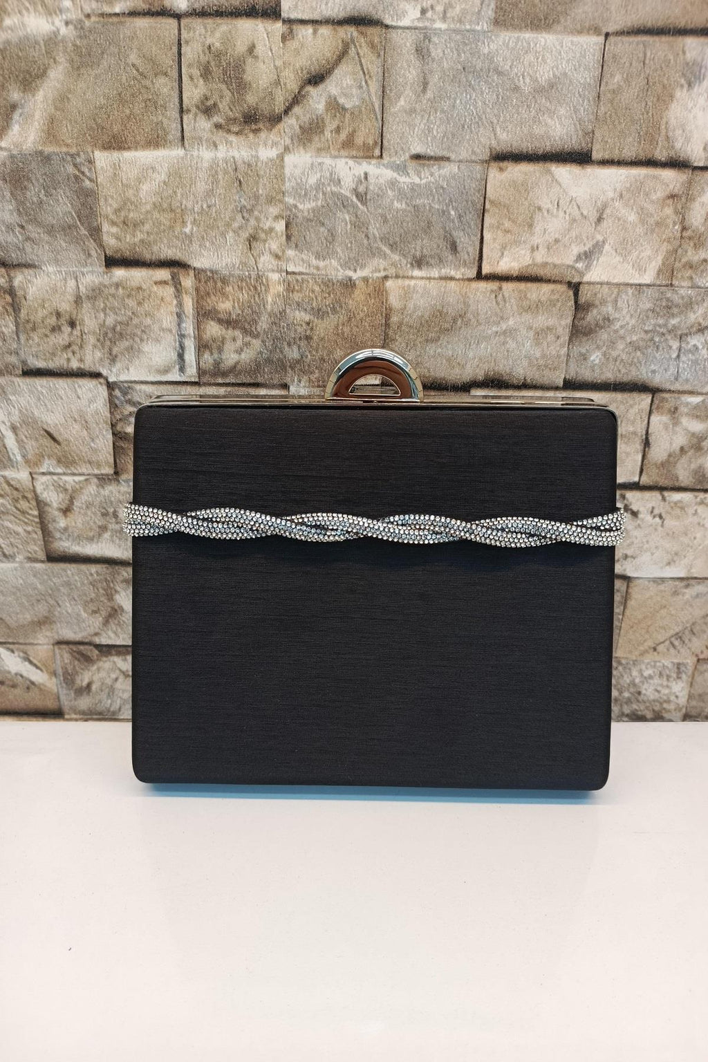 Kadın Siyah Taşlı Abiye Çanta